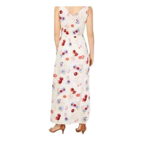 Lucky Brand Floral Maxi Dress LARGE beige Sleeveless Viscose - Picture 3 of 14